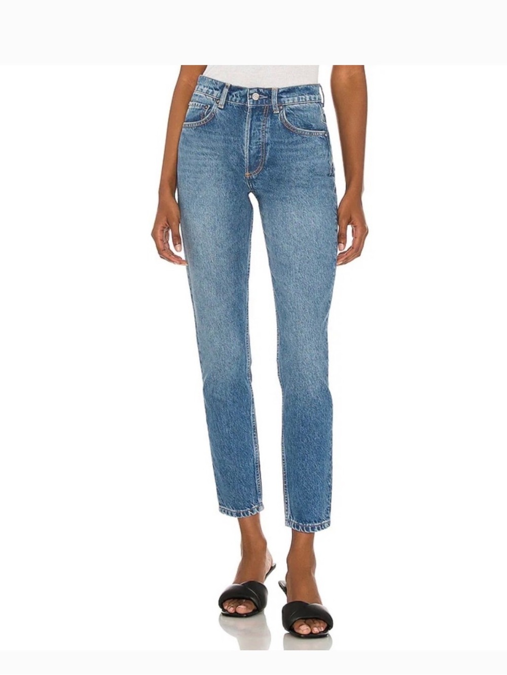 Boyish x Revolve Billy High Rise Button Fly Skinny Jeans Blue Size 26